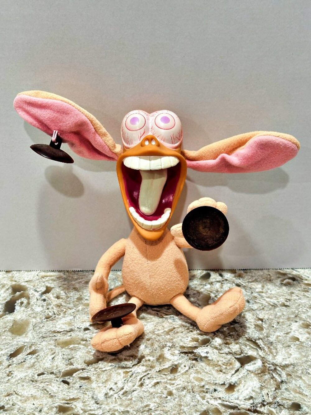 Vintage 1992 Ren & Stimpy REN HOEK Plush Window Cling Suction Cup Nickelodeon